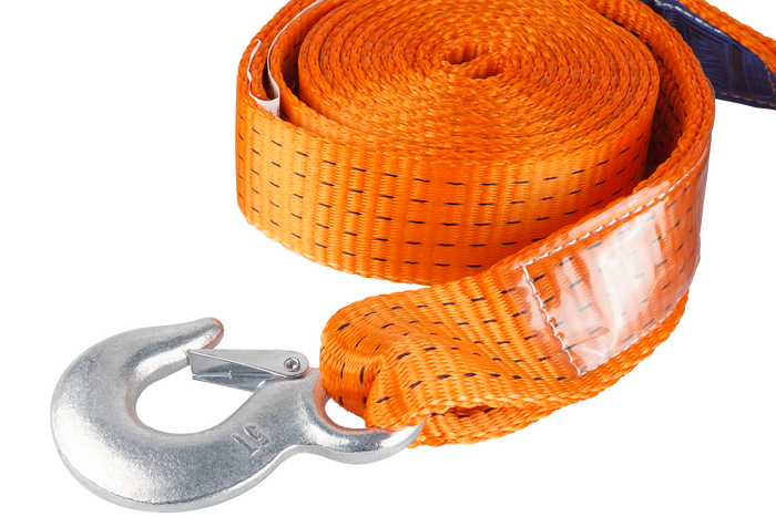 Sangle, corde de remorquage avec crochets HERMON 4,5 m/50 mm/5 t orange