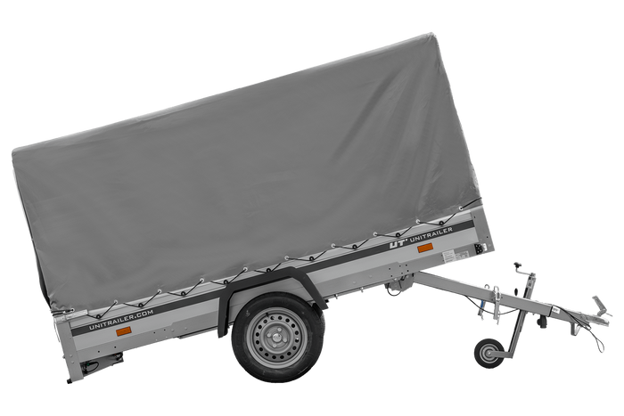 Remorque porte-voitures à côtés en aluminium 264x125 Unitrailer Garden 264 KIPP ALU avec châssis H-1100 et bâche grise