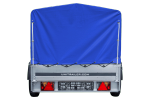 Remorque à un essieu sur ressorts 230x125 UNITRAILER GARDEN 230/R KIPP avec châssis H-800 et bâche bleue