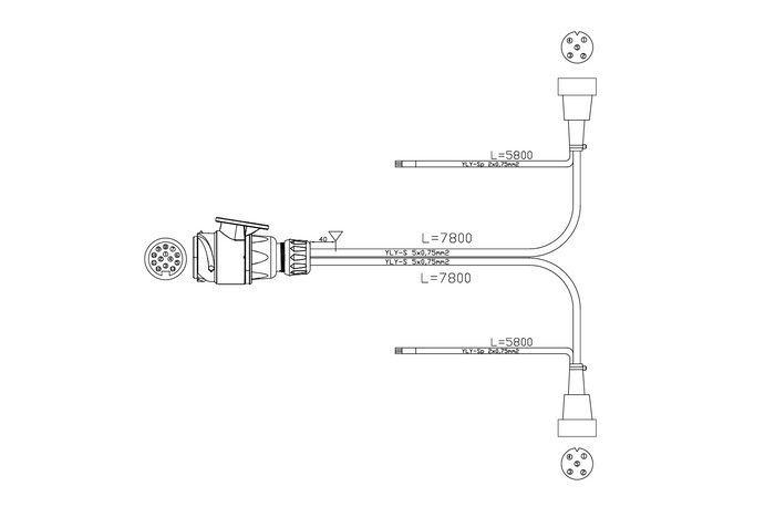 Installation électrique MANTES, faisceau pour remorque de bateau 7,8 m, prise 13 broches, baïonnettes 2 x 5 broches