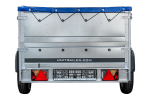 Remorque sur ressorts 230x125 UNITRAILER GARDEN 230/R KIPP avec côtés, ridelles BIS, châssis H-0 et bâche bleue