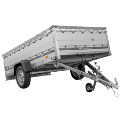 Remorque à un essieu avec côtés en aluminium 264x150 Unitrailer Garden 265 KIPP ALU avec côtés BIS, châssis H-0 et bâche grise
