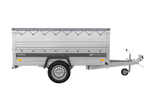 Autotransportaanhanger op veren 230x125 UNITRAILER FORCE 230/R KIPP met BIS-zijwanden, H-0 frame en grijze afdekking
