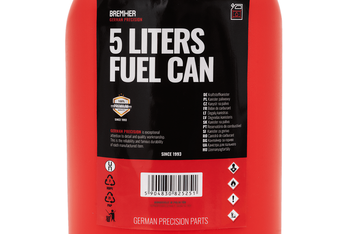 5L HERMON kunststof jerrycan met trechter, rood