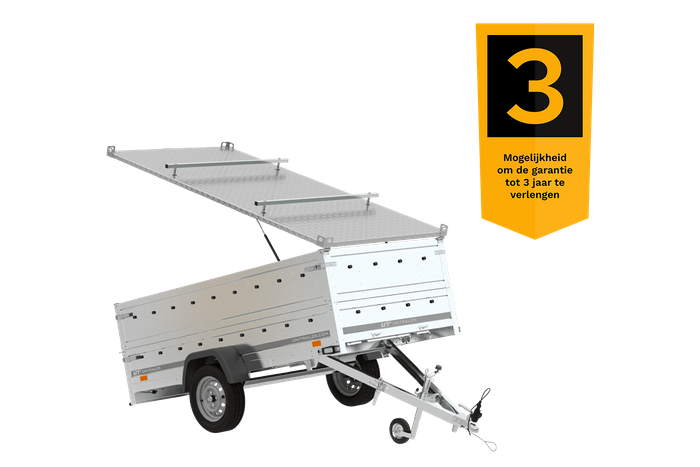 Enkelassige aanhanger 264x125 UNITRAILER GARDEN 264 KIPP met BIS zijkanten en aluminium huif