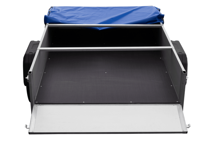 Remorque à un essieu avec côtés en aluminium 200x125 Unitrailer Garden 201 KIPP ALU avec châssis H-0 et bâche bleue