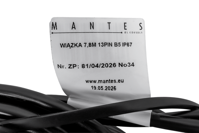 Installation électrique MANTES, faisceau pour remorque de bateau 7,8 m, prise 13 broches, baïonnettes 2 x 5 broches