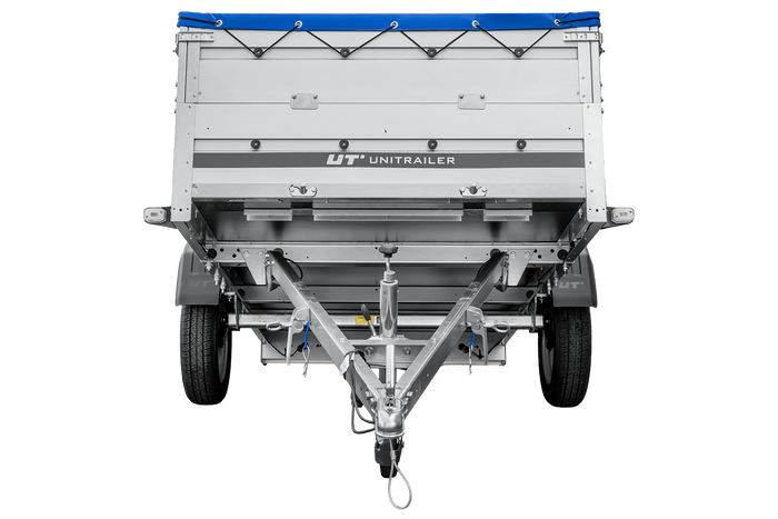 Remorque à un essieu avec ridelles en aluminium 264x125 Unitrailer Garden 264 KIPP ALU avec ridelles BIS, châssis H-0 et bâche bleue