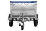 Lichte aanhanger 150x106 UNITRAILER GARDEN 150 KIPP met BIS-zijwanden en blauwe afdekking
