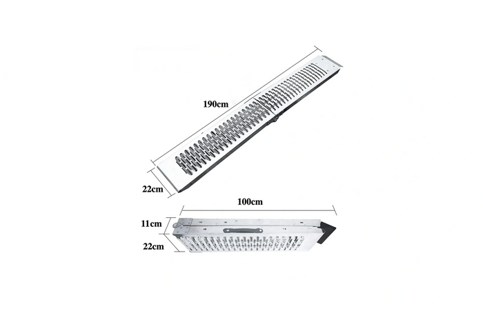 Rampes pliables UNITRAIER ALR004B en acier pour remorques, 190 cm, 400 kg, lot de 2
