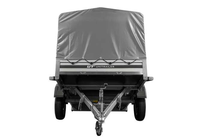 Remorque à un essieu avec côtés en aluminium 230x125 Unitrailer Garden 230 KIPP ALU avec châssis H-800 et bâche grise
