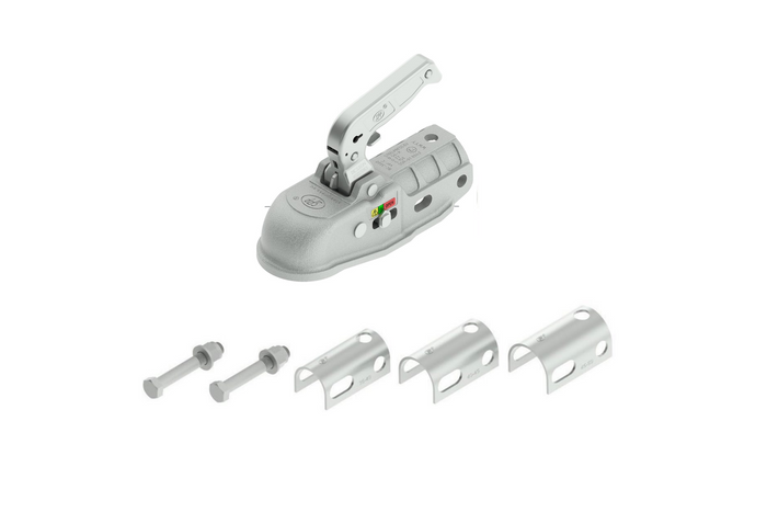 Attelage à boule STEELPRESS BC-3000C-00-00+Z2 pour remorque de 3000 kg avec timon tubulaire de 35 à 50 mm, en fonte