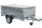 Grande remorque 230x125 avec bâche plate grise, tiges de support bâche, rehausses de ridelles et roue jockey - Garden Trailer 230 KIPP
