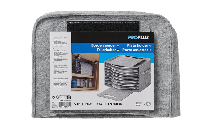 Organisateur pour assiettes ProPlus 761475V01 pour camping-car, en feutre, pour 10 plaques.