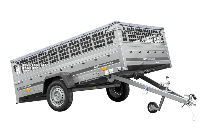 Lichte aanhangwagen 264x150 UNITRAILER GARDEN 265 KIPP met loofrekken, H-0 frame en grijze huif