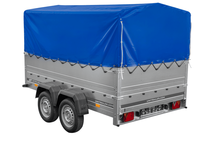 Remorque légère 264x150 UNITRAILER GARDEN 265/2 KIPP avec côtés BIS, châssis H-800 et bâche bleue