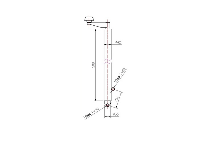 UNITRAILER krukhefsysteem met handgrepen voor het kantelen en lossen van een autotransporter van 1000 kg (500-865 mm).