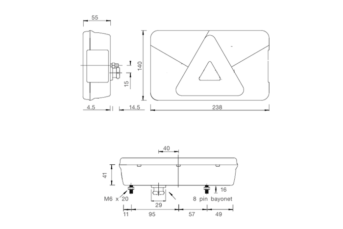 ASPÖCK MULTIPOINT III achterlichten met bajonetaansluiting 8-pins, 7 functies links en rechts