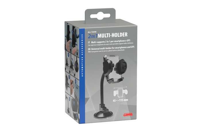 Support de téléphone LAMPA Multi-holder 2 en 1, fixation par ventouse ou grille d'aération 