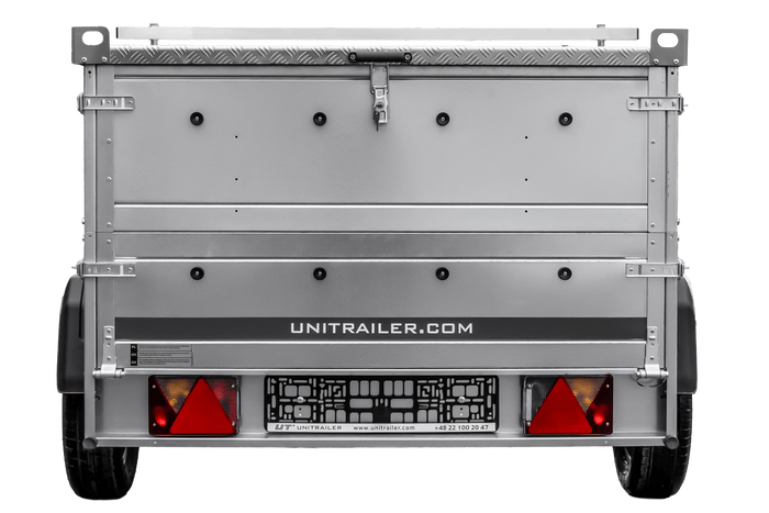 Lichte aanhangwagen op veren 200x125 UNITRAILER GARDEN 201/R KIPP met BIS zijwanden en aluminium deksel