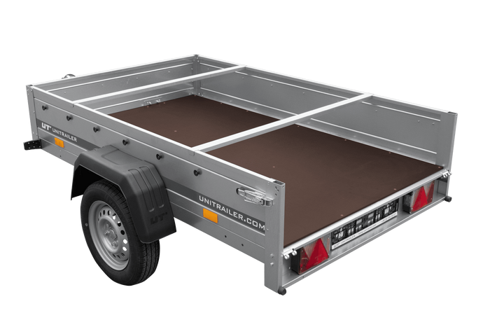 Lichte aanhanger 200x125 UNITRAILER GARDEN 201 KIPP met blauwe afdekking