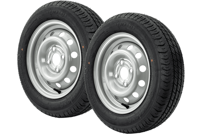 Set van twee wielen voor aanhangwagens UNITRAILER / TEMARED / NIEWIADÓW / NEPTUN / ZASŁAW LINGLONG BANDEN 155/70 R13 75N UNITRAILER VELGEN 4Jx13" 4x100 ET:30