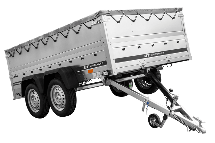 Remorque à deux essieux 264x150 UNITRAILER GARDEN 265/2 KIPP avec ridelles BIS, châssis H-0 et bâche grise