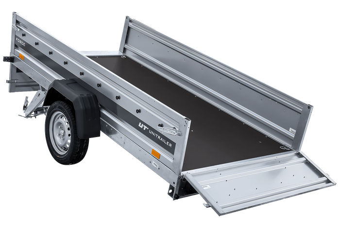 Remorque 264x125 UNITRAILER FORCE 264 KIPP avec châssis H-800 et bâche grise